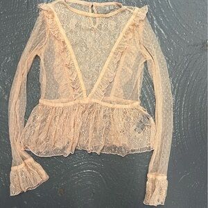 ASOS Elegant Lace Blouse in Peach size 4
